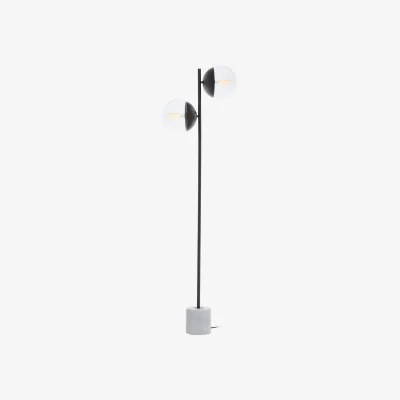 The Range Revive Two Light Black Floor Lamp with Marble Base - Black