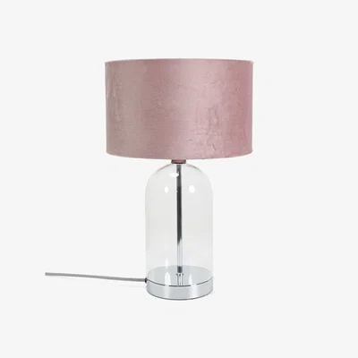 The Range Jessy Glass Table Lamp - Silver / Pink Velvet Shade