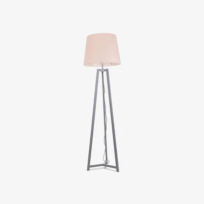 The Range Lottie Grey Wood Floor Lamp Tapered Shade - Pink