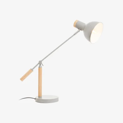 The Range Stockholm Matte Grey and Wood Adjustable Desk Lamp