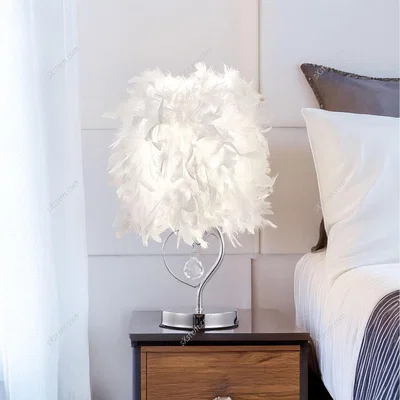 The Range White Feather Bedroom Table Lamp - White