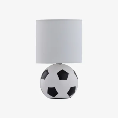 The Range Footie Table Lamp With Shade - Black & White Football Design And White Cotton
