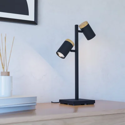 The Range EGLO Cartagena LED Warm White 2-Light Table Lamp, Black And Brown - Black