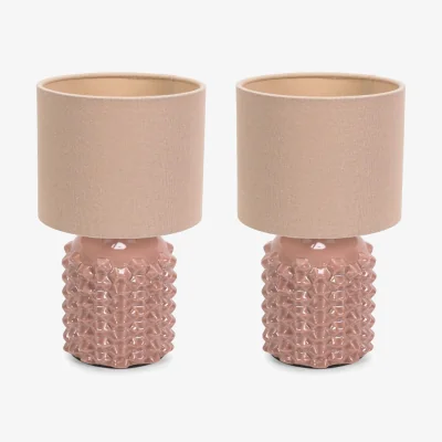 The Range Pair of Asha Table Lamp - Pink / Bulbs Included
