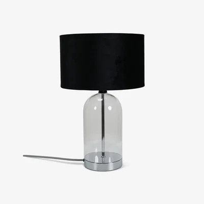 The Range Jessy Glass Table Lamp - Silver / Black Velvet Shade