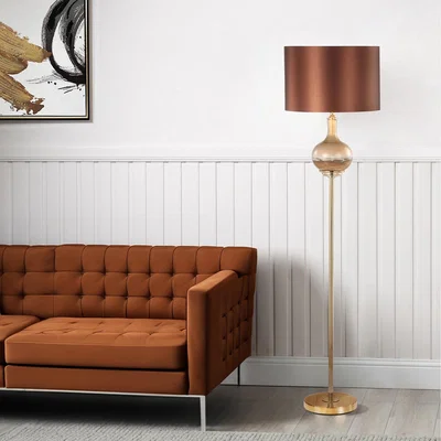 The Range Glass Traditional Tall  Floor Lamp - Brown