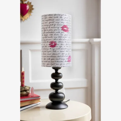 Rockett St George Curve Black Table Lamp With Love Letter Shade