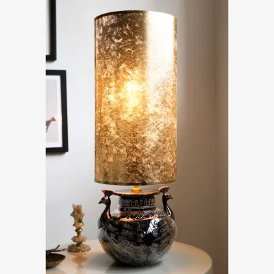 Rockett St George Beautiful Peacock & Gold Leaf Effect Table Lamp