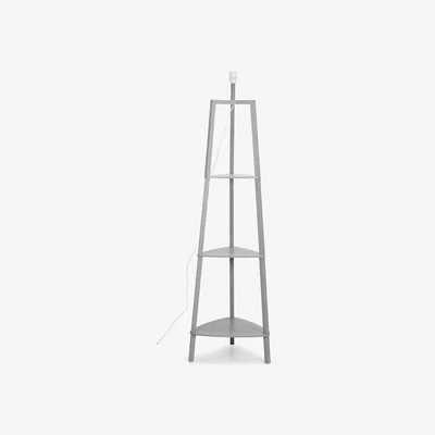 The Range Hiru 3 Tier Floor Lamp Base with Shelves - Grey