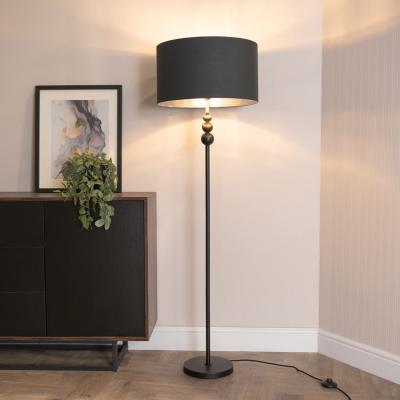 The Range Marissa Stacked Ball Floor Lamp Fabric and Metallic Shade with Bulb - Black