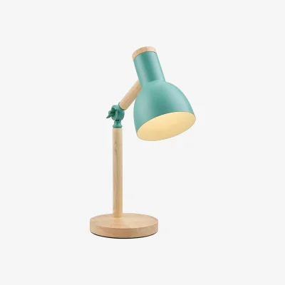 The Range Metal and Wood Table Lamp with Adjustable Arm - Green & Natural Wood