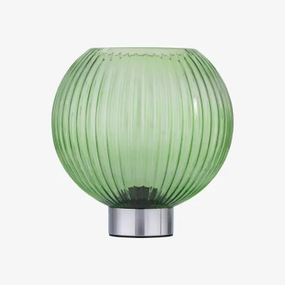 The Range Betchley Battery Operated Chrome Lamp With Green Glass - Chrome & Green