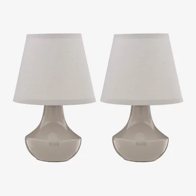The Range Globo Set of Two Grey Ceramic Table Lamps - Grey