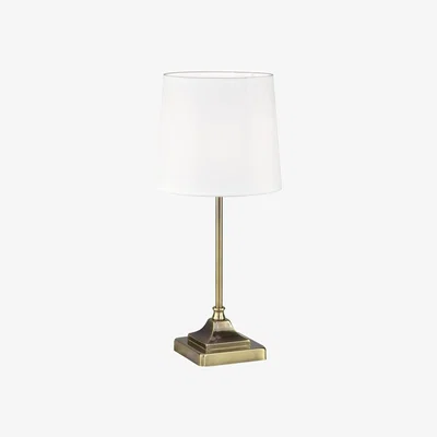 The Range Aldersley Table Lamp With Shade - Antique Brass Plate And White Cotton