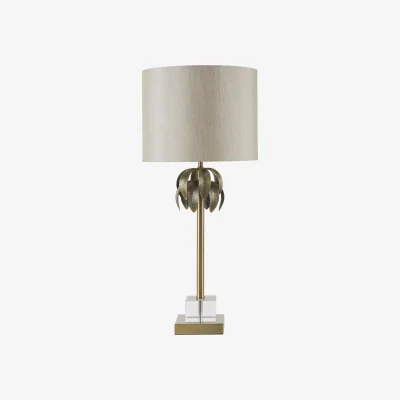The Range Herta Antique Brass Palm Tree Design Table Lamp - Gold