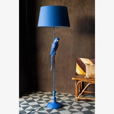 Rockett St George Bold Blue Parrot Floor Lamp with Shade