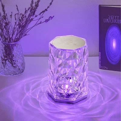 The Range Multicolor LED Crystal Table Lamp with Remote Control - Transparent / 9cm