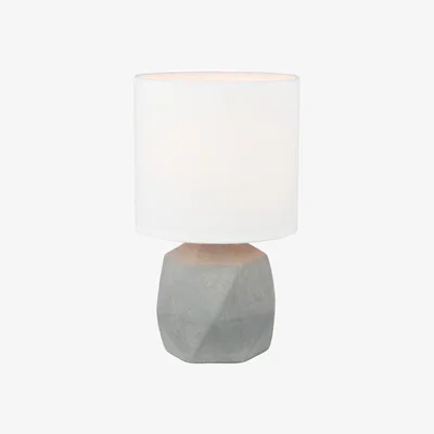 The Range Wilson Table Lamp With Shade - Grey Concrete And White Cotton