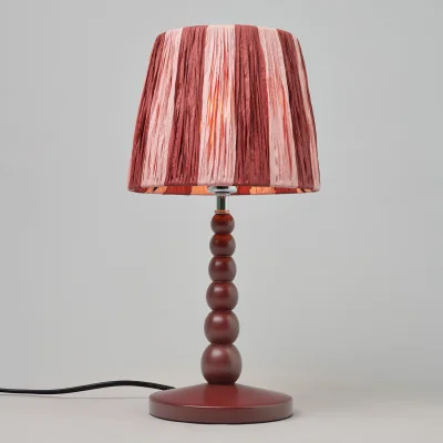 The Range Dolly Wooden Bobble Table Lamp with Raffia Shade - Pink