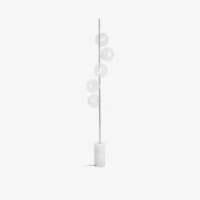 The Range Abira Nickel and White Marble Floor Lamp - Silver