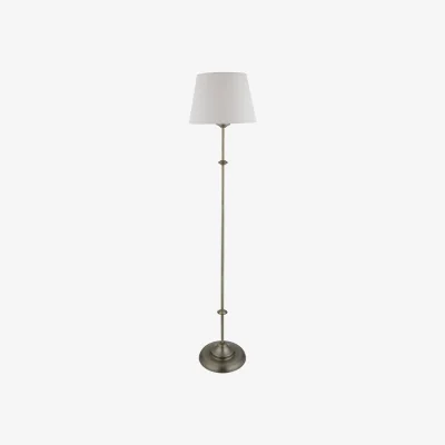 The Range Lytchett Floor Lamp - Matt Antique Brass Plate And Natural Linen