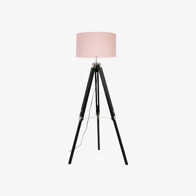 The Range Clipper Black Tripod Floor Lamp Large Pink Shade - Pink