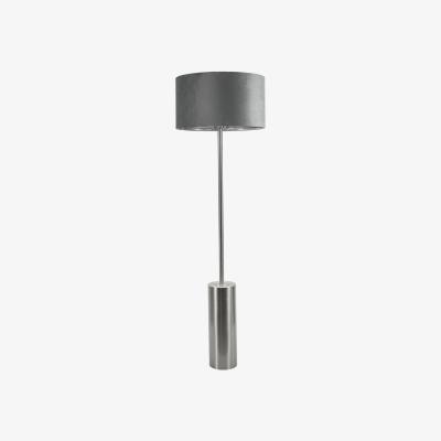 The Range Lexy Chrome Dimmable Floor Lamp with Grey Velvet with Chrome Inner Lamp Shade - Silver