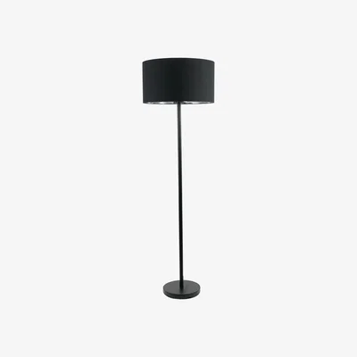 The Range Charlie Black Stem Floor Lamp with Black and Chrome Inner Lamp Shade - Black