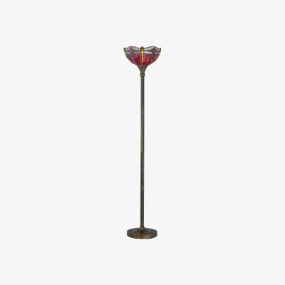 The Range Lysa Uplighter Floor Lamp - Antique Brass And Tiffany Decorated Glass