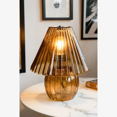 Rockett St George Ribbed Amber Glass Table Lamp