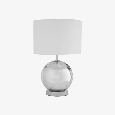 The Range Naomi White Fabric Shade Table Lamp - Silver