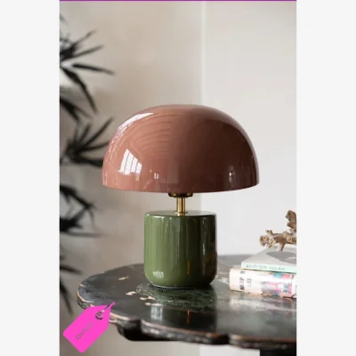 Rockett St George Baked Terracotta & Green Domed Table Lamp - SECONDS