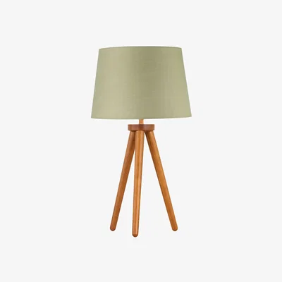The Range Voyage Dark Oak Table Lamp Or Bedside Light With Sage Green Shade - Dark Wood & Sage Green