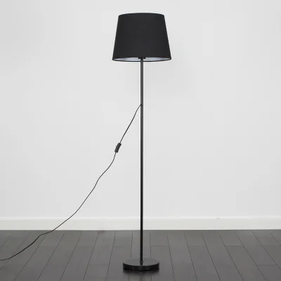 The Range Charlie Single Stem Floor Lamp with Tapered Lampshade - Black