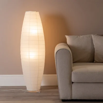 The Range Isla White Paper Oval Metal Base Floor Lamp - White / Bulb Included