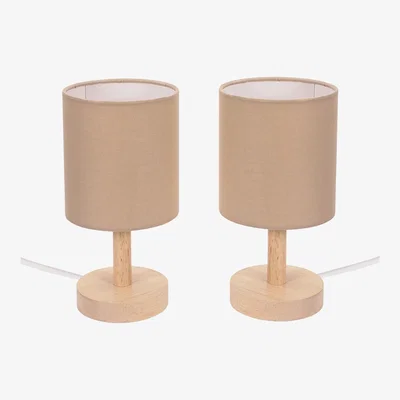 The Range Pair Nelly Natural Wood Base Table Lamps - Natural