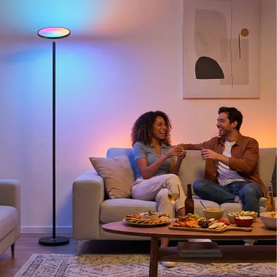 The Range HOMCOM Uplighter Floor Lamp with Tuya App and Music Sync - Black