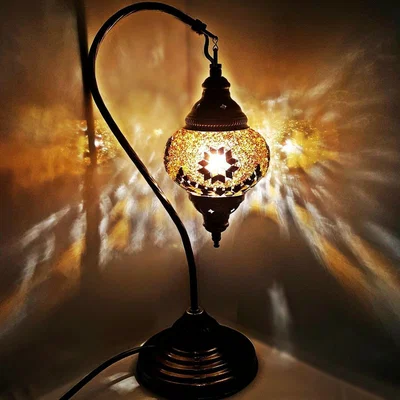The Range Turkish Moroccan Table Desk Lamp Mosaic Glass CE - Style -10 - Teal