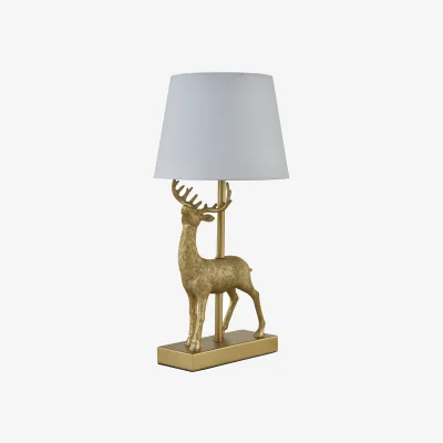The Range Grace Table Lamp With Shade - Gold Resin And White Cotton
