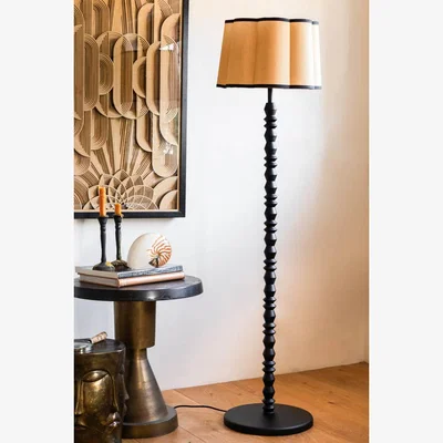 Rockett St George Black Wood Spindle Floor Lamp - Base Only