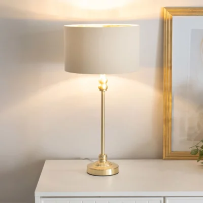 The Range Maggie Black Candlestick Table Lamp with Metallic Shade - Natural & Gold / 0.66kg