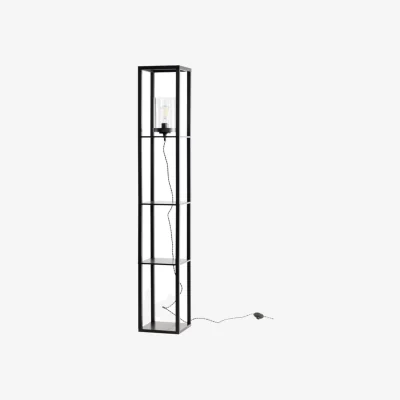 The Range Giles Floor Lamp - Black Wood And Clear Glass