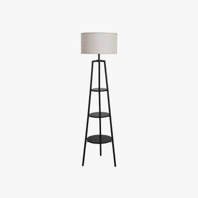 The Range HomeScape Floor Lamp with Round Shelf and Fabric Lampshade - Black
