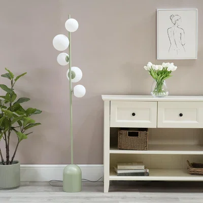 The Range Marlow Opaque Glass Globe 5 Way Floor Lamp - Green