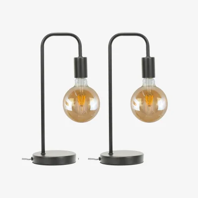The Range Bronx Curved Stem Table Lamps - Set of 2 - Black