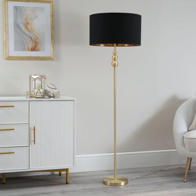 The Range Marissa Gold Stacked Floor Lamp with Metallic Shade - Black