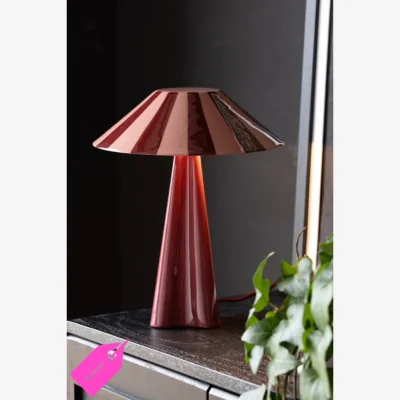 Rockett St George Deep Red Stripe Table Lamp - SECONDS