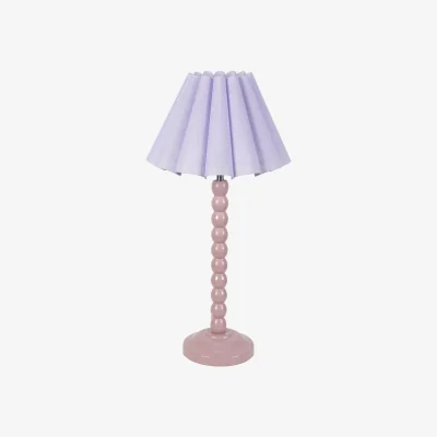 The Range Bobbins Rose Pink Table Lamp with Scallop Tapered Lamp Shade - Lilac / Bulb Not Included