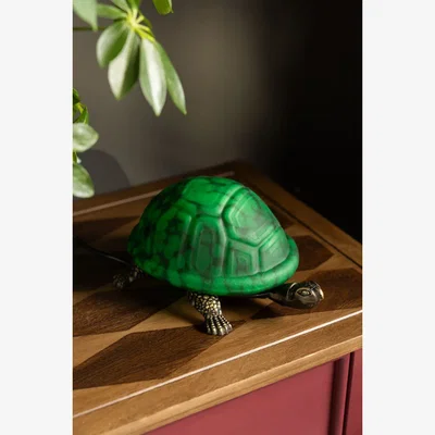Rockett St George Green Speckled Glass Turtle Table Lamp