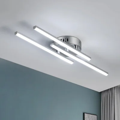 The Range GOECO LED Ceiling Light, 18W, Modern Ceiling Lamp, Silver Chandelier, 6500 K - Silver